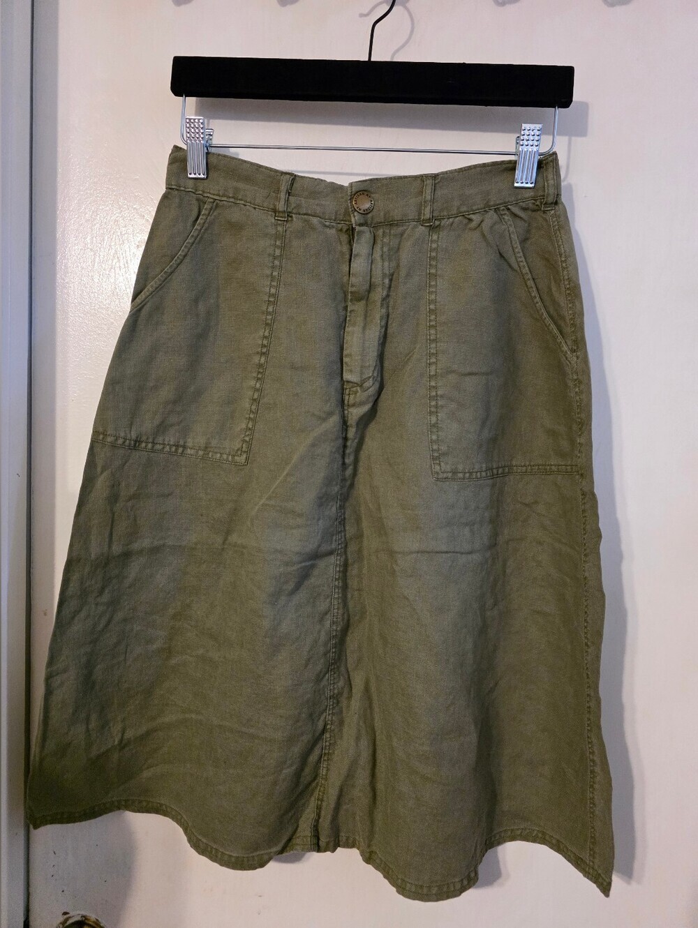 Artisan Ny Olive Greeb 100% Linen Skirt